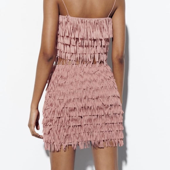 COPY - Zara Pale Pink Fringe crop top - Picture 5 of 5